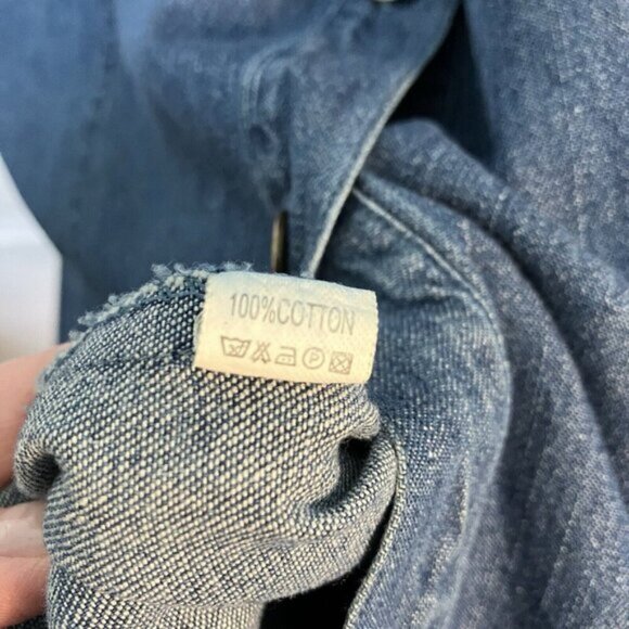 Ernazhiyi Denim Shirt Dress Womens Cotton Blue Jean Knee Length Button Front - Picture 5 of 9